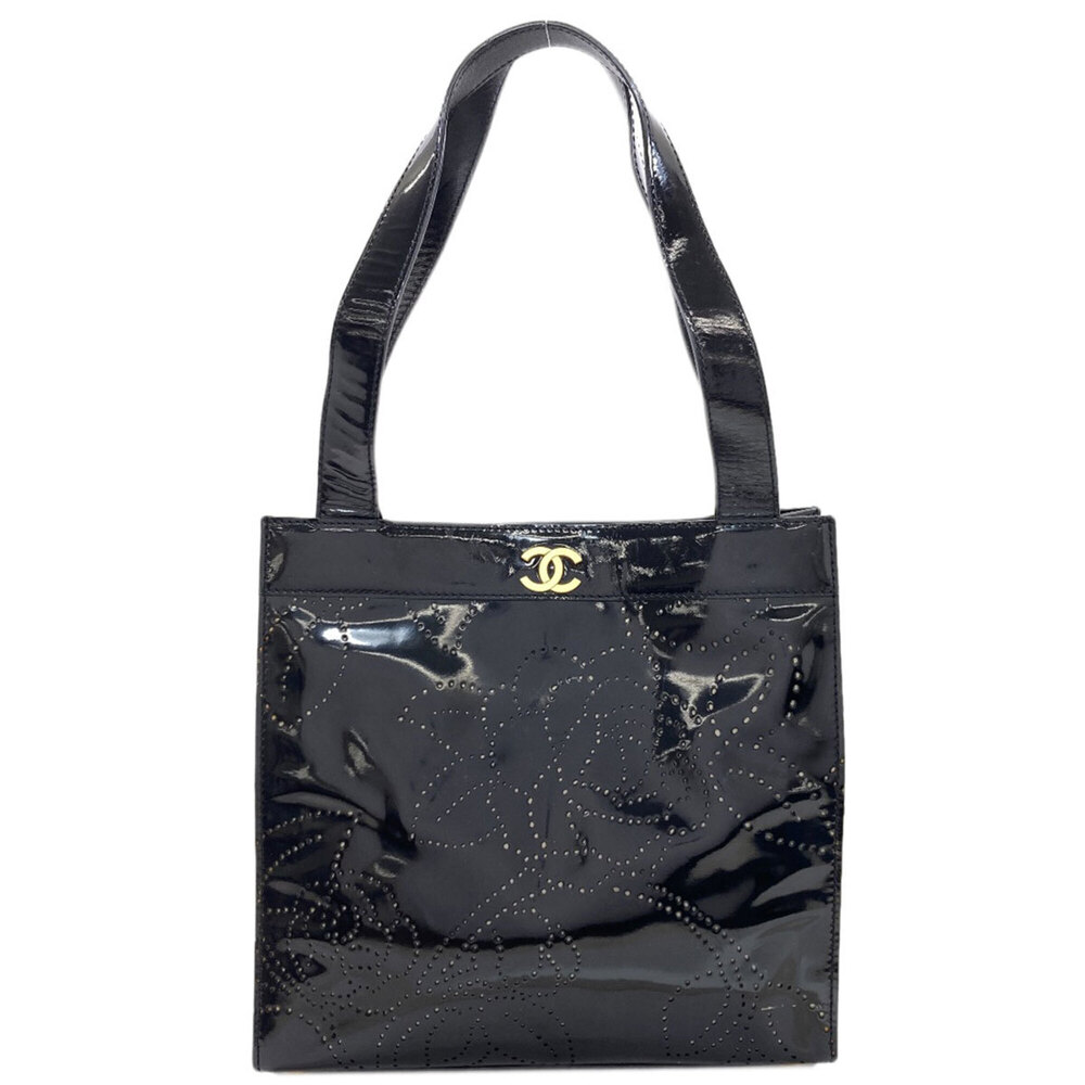 Chanel Camellia Perforated Gold Hardware Handbag, Enamel, Women's CHANEL